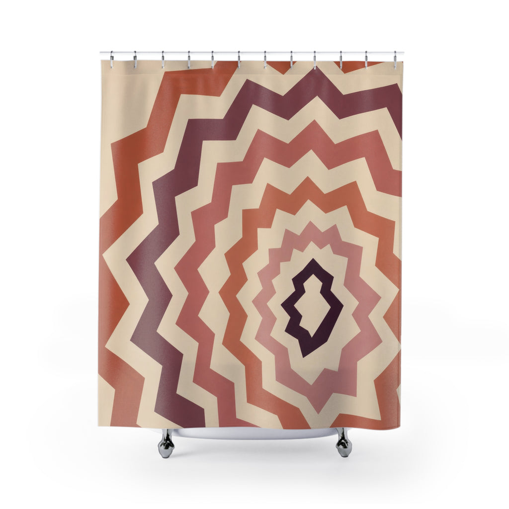 Terracotta Diamond Ripple Zigzag Shower Curtain