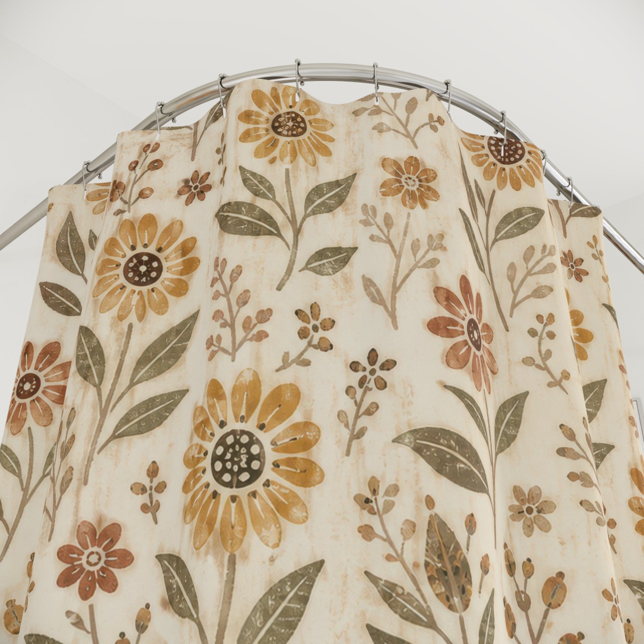 Warm Farmhouse Floral Shower Curtain