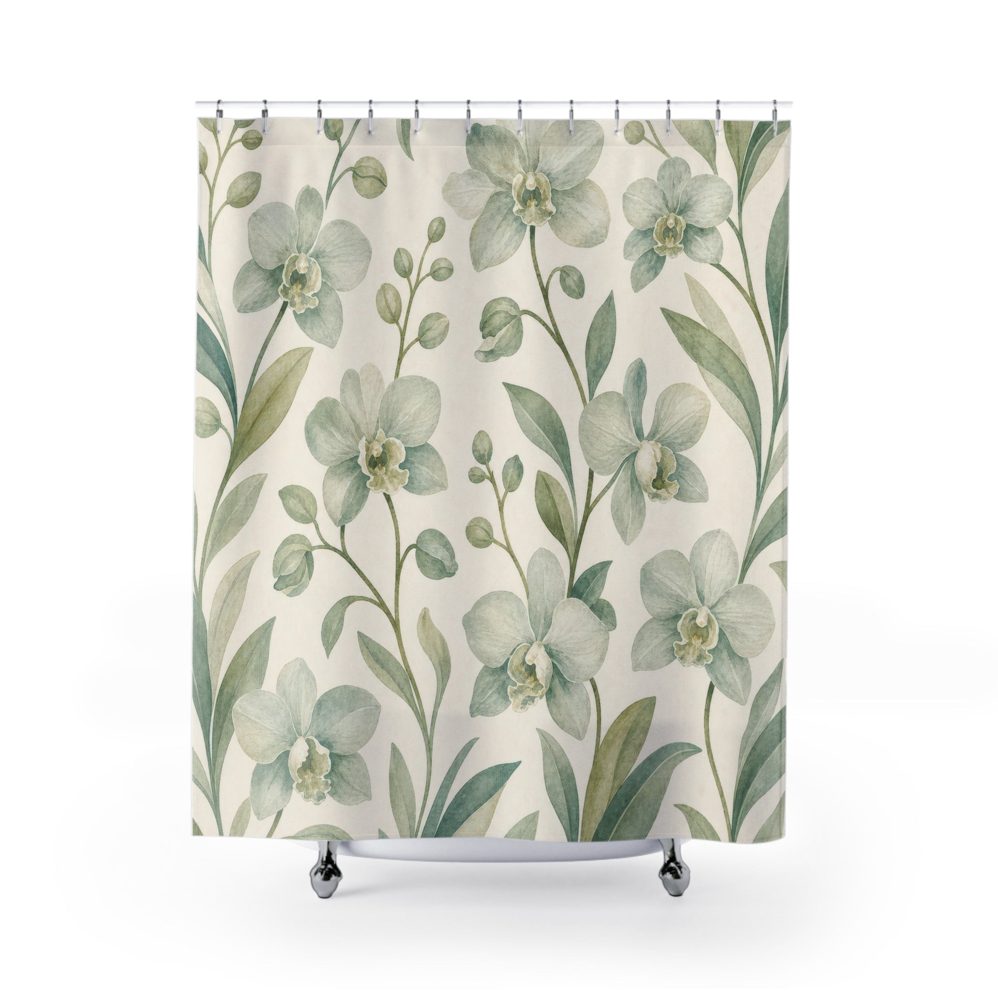 Eucalyptus Orchid Print Shower Curtain