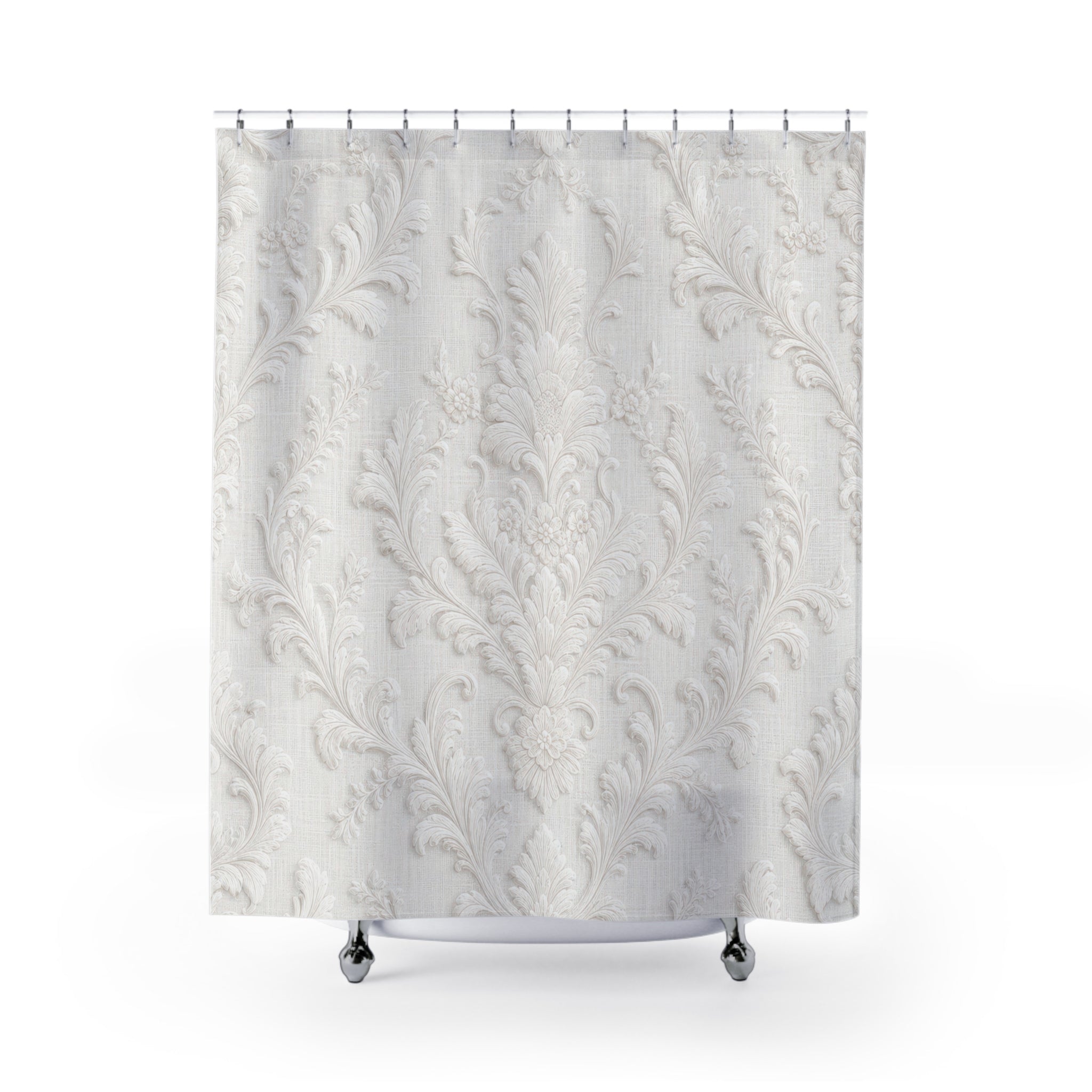 White Damask Shower Curtain