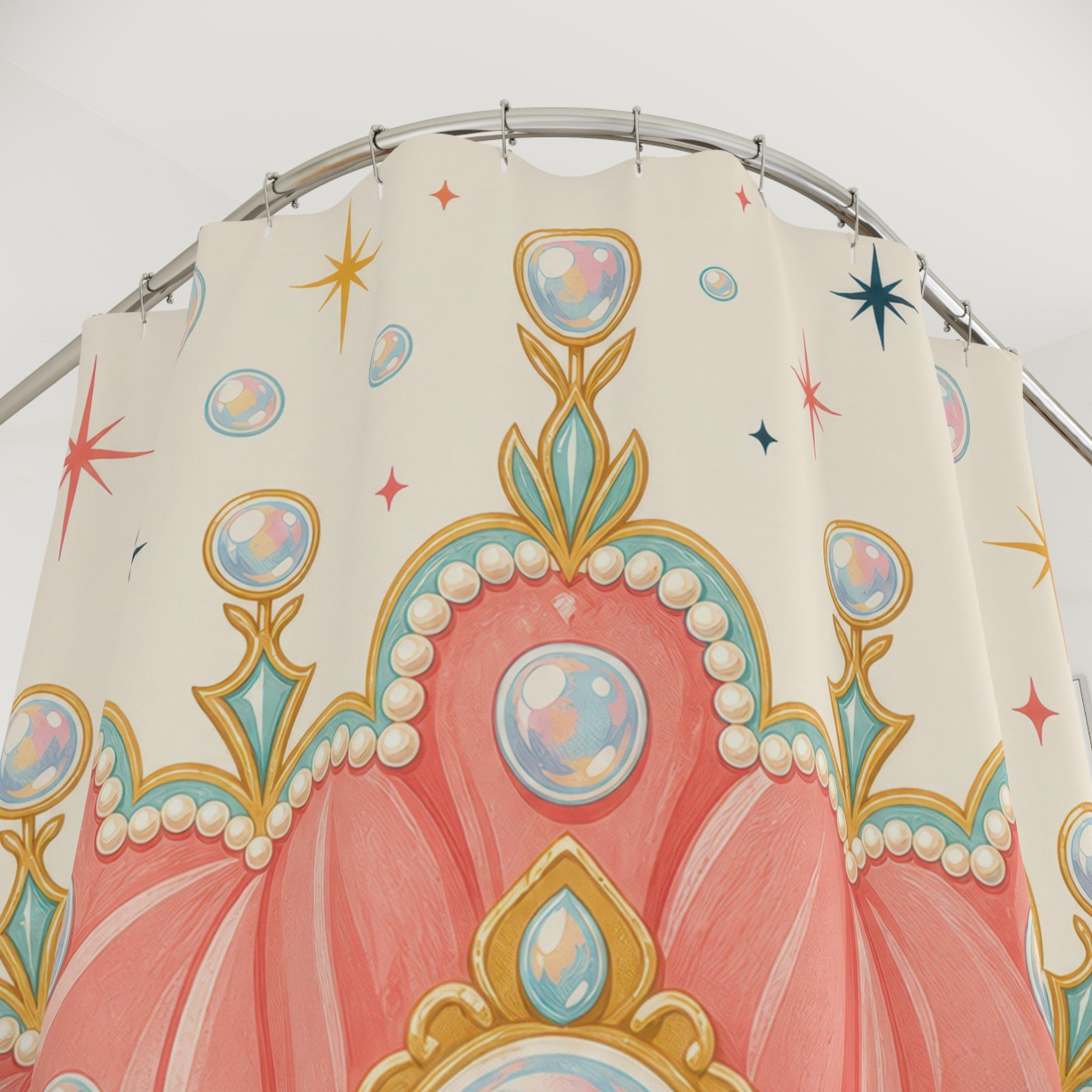Pink Jeweled Tiara Shower Curtain