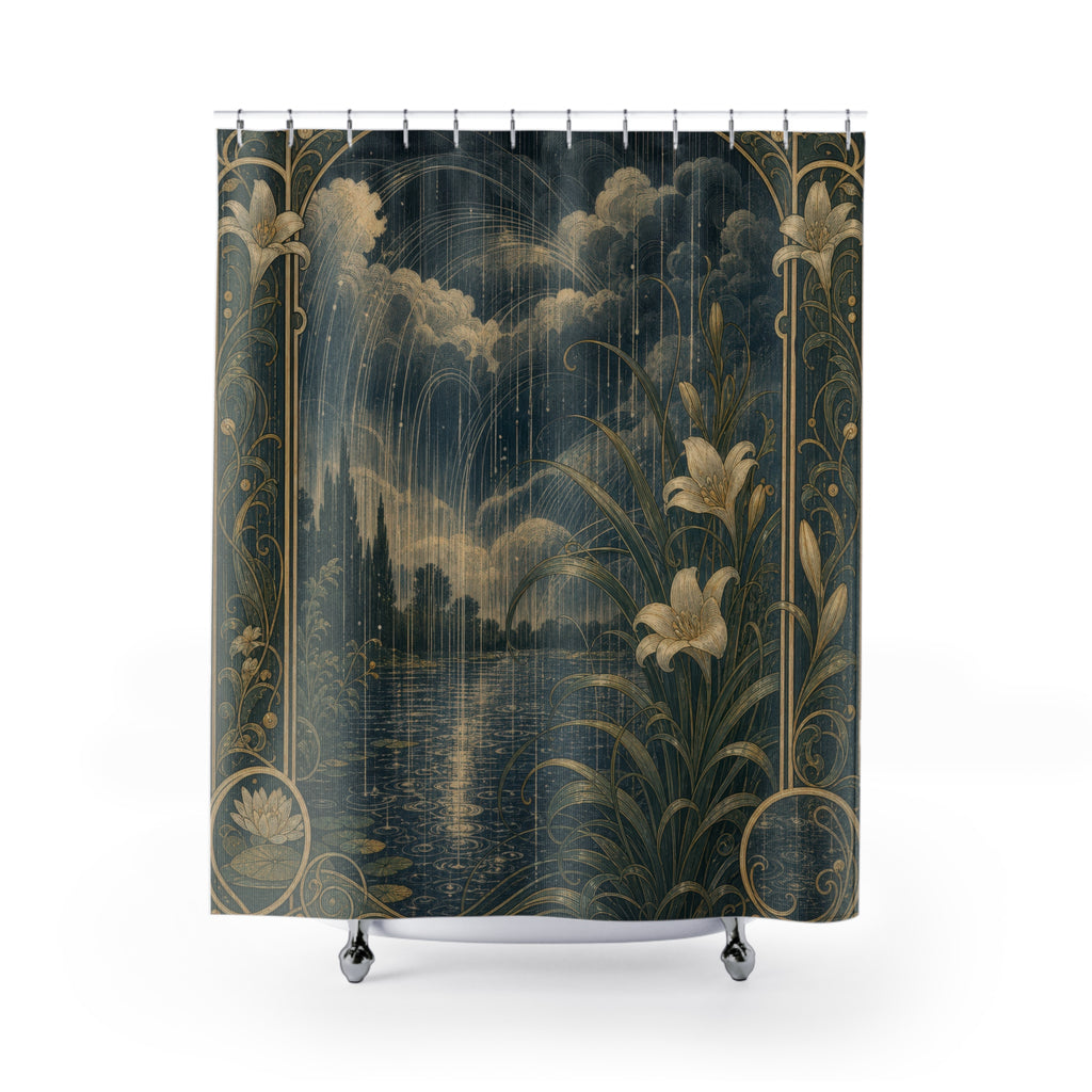 Floral Rain Panel Print Shower Curtain