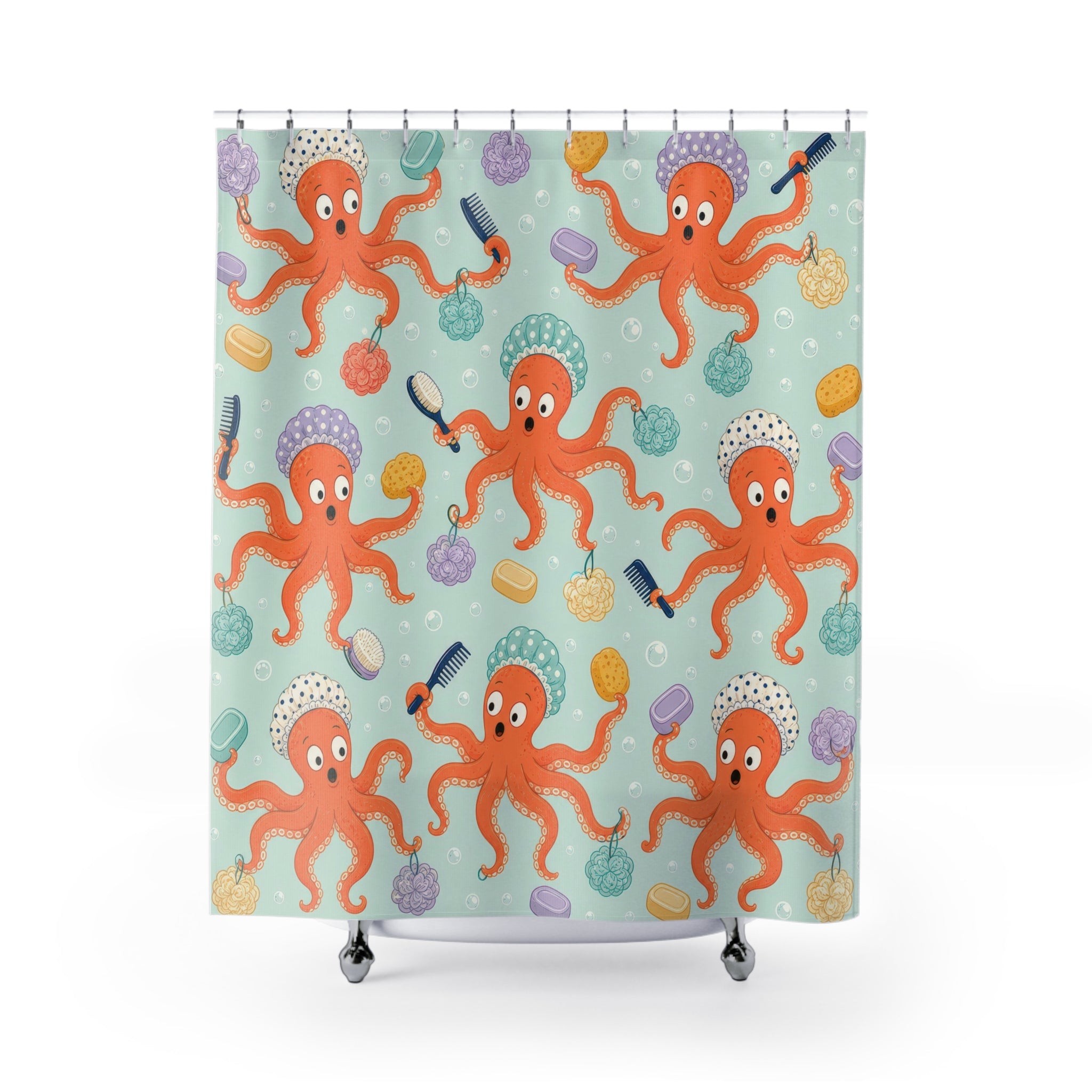 Octopus Shower Cap Shower Curtain