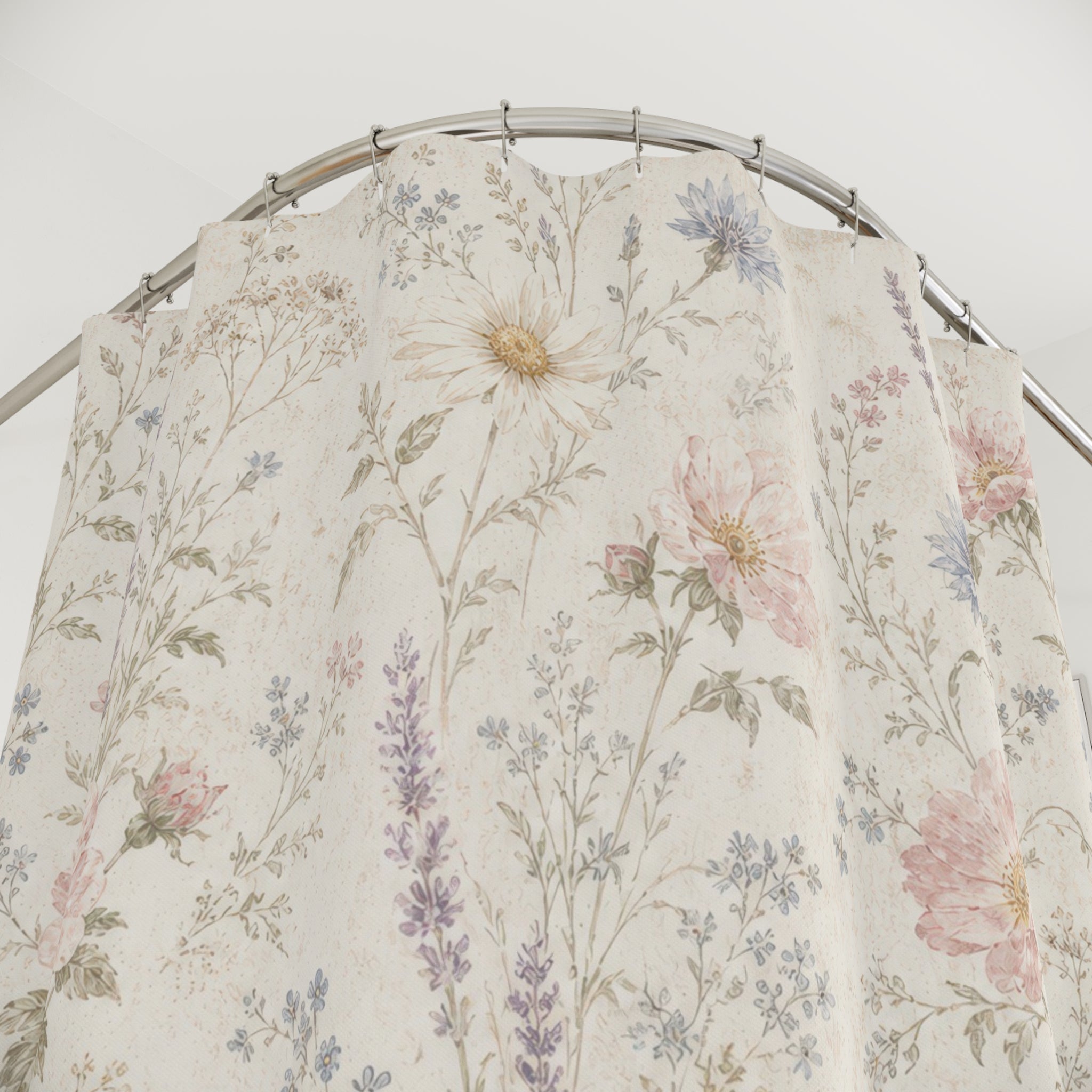 Lavender Daisy Botanical Shower Curtain