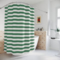 Green and White Cabana Stripe Shower Curtain - Horizontal