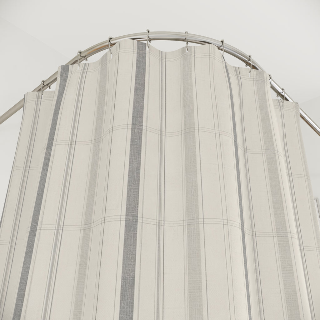 Grey Ivory Plaid Shower Curtain