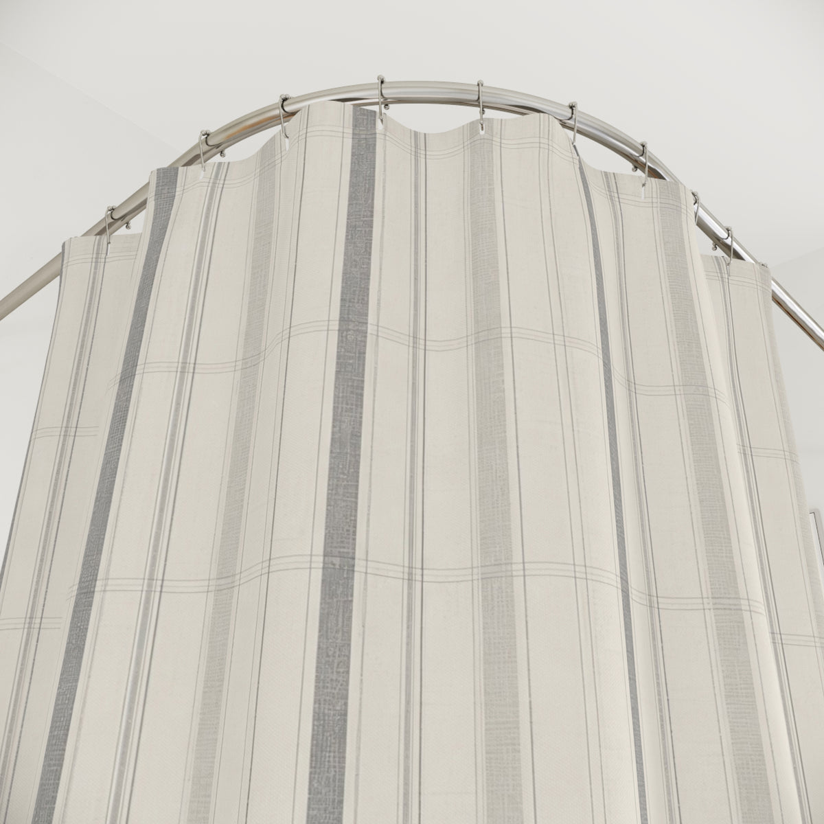 Grey Ivory Plaid Shower Curtain