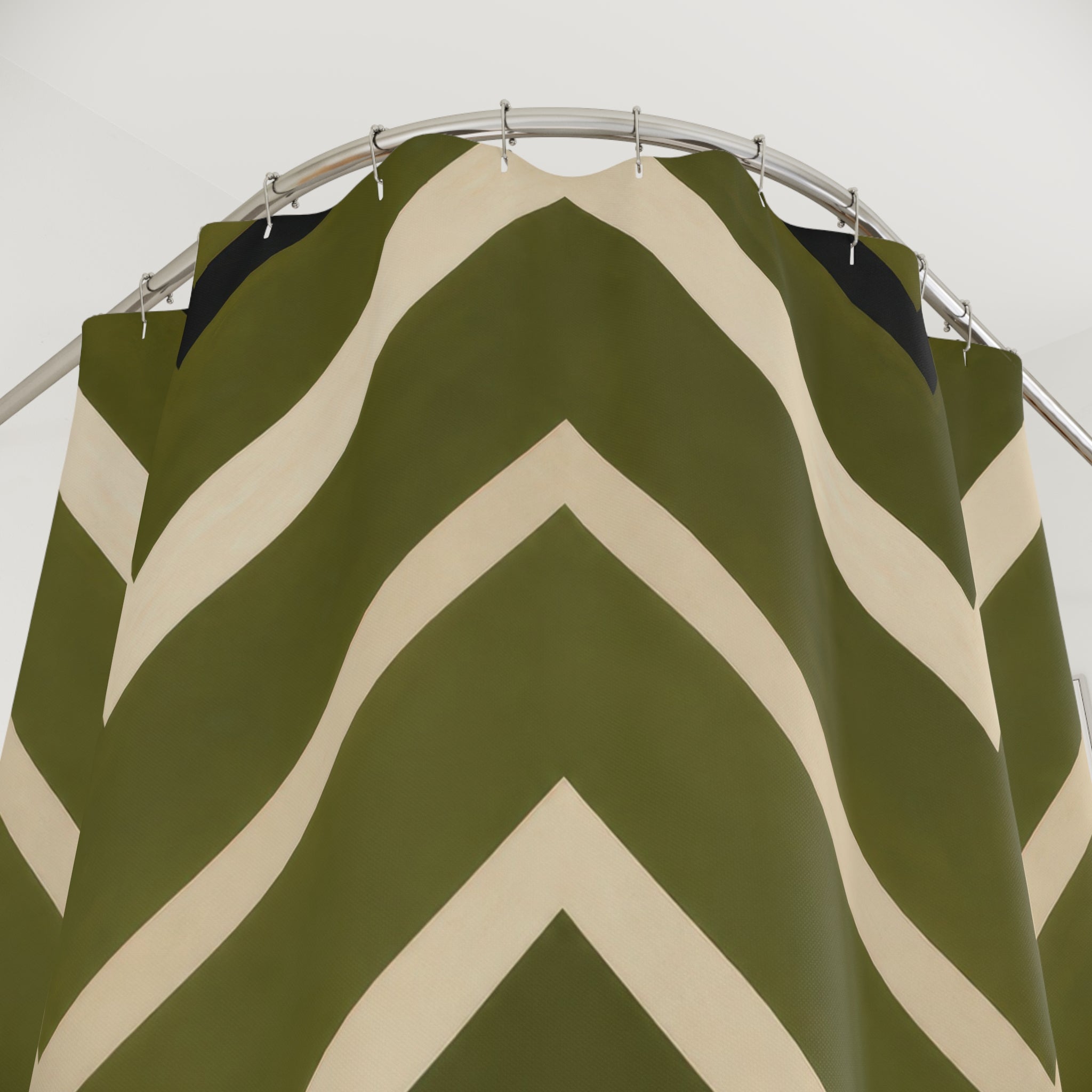 Olive Moss Nested Chevron Shower Curtain