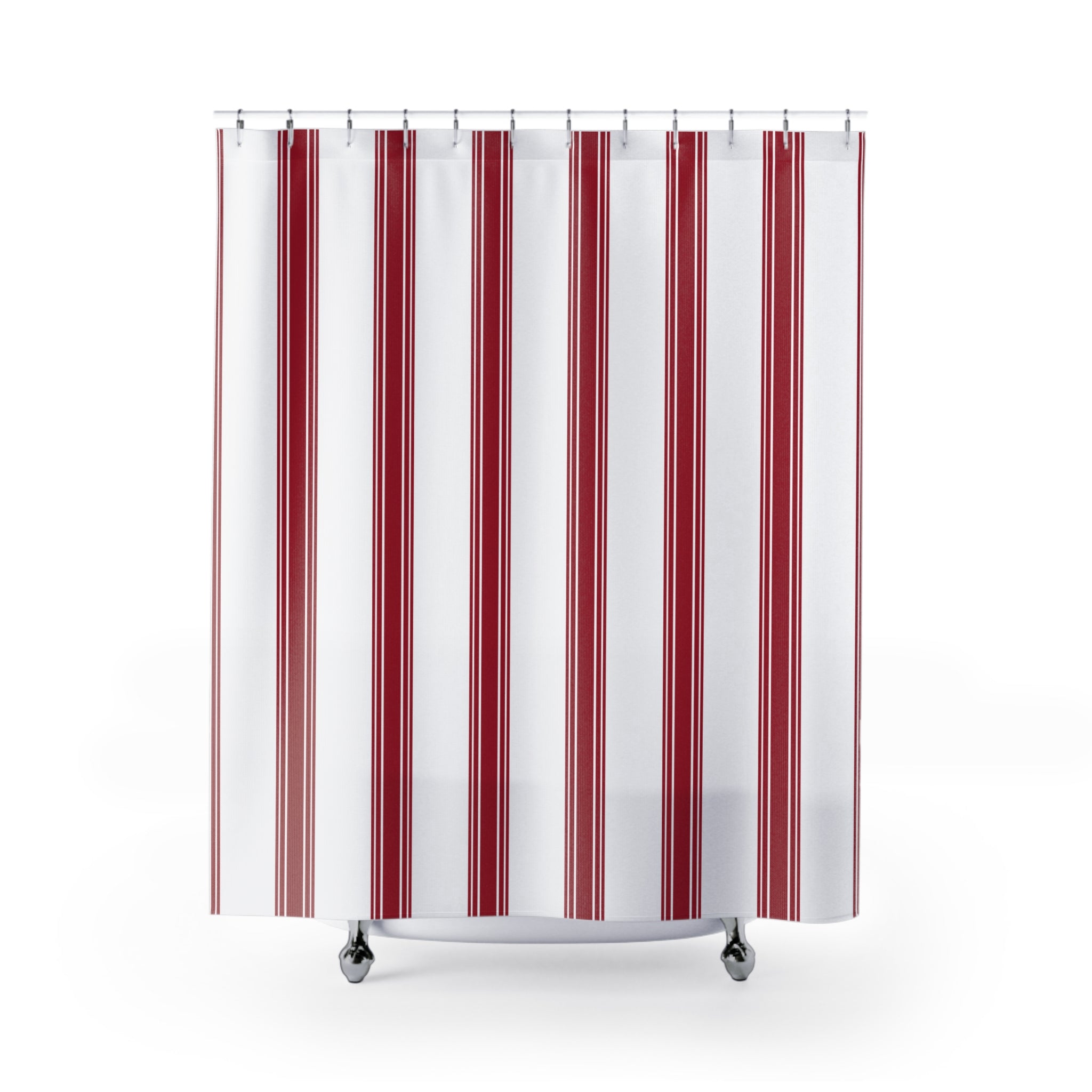 Red Ticking Stripe Shower Curtain – French Country
