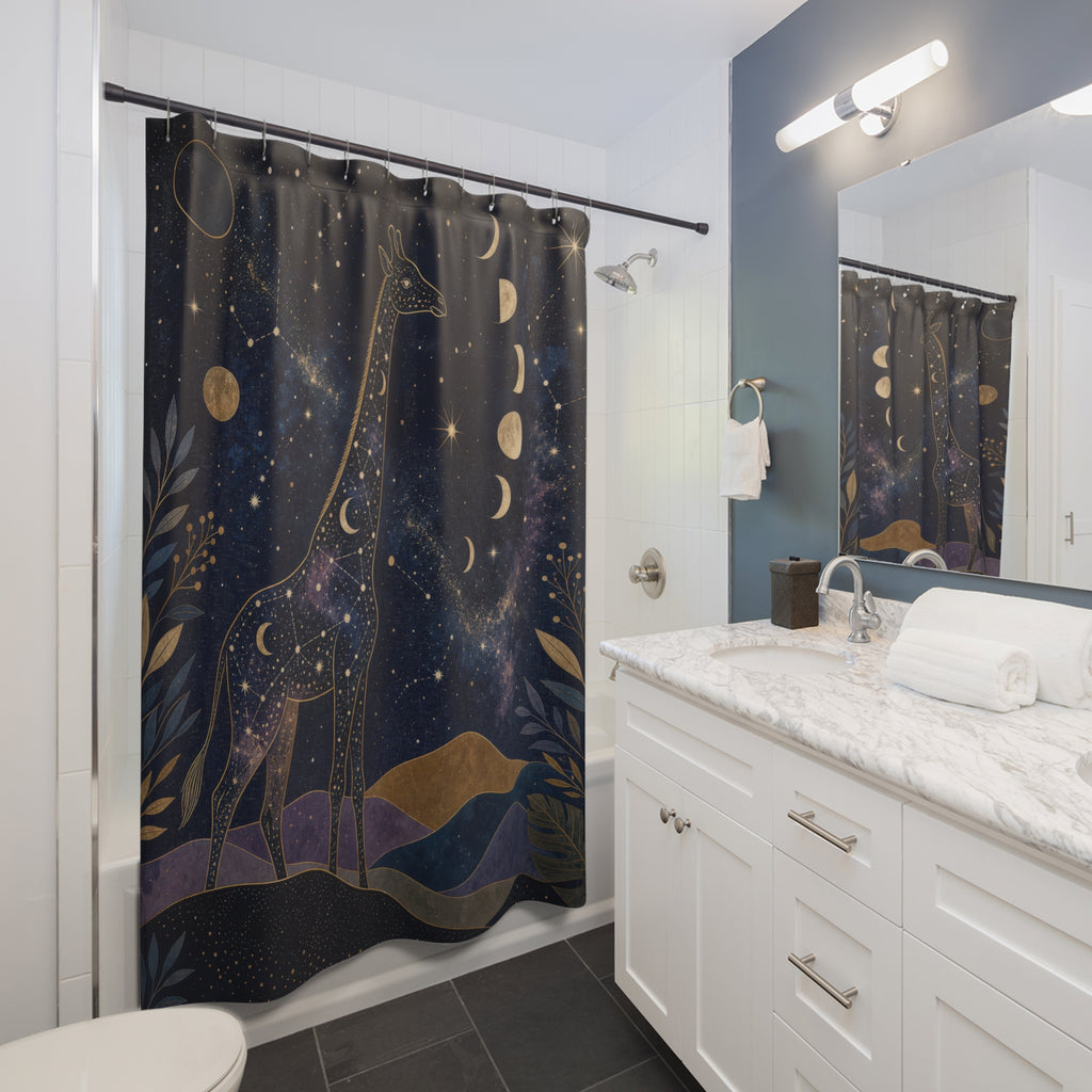 Moon Phase Safari Animal Scene Shower Curtain