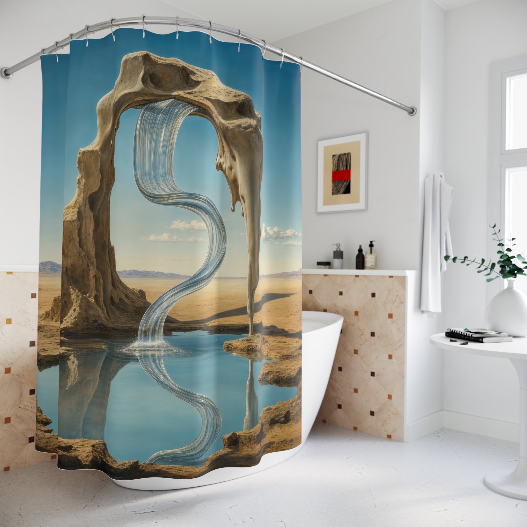 Desert Arch Waterfall Print Shower Curtain