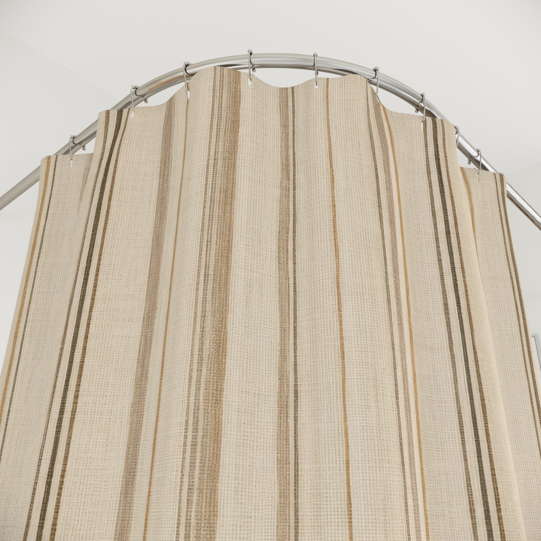 Brown Cream Pinstripe Shower Curtain