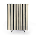 Beige Ivory Narrow Vertical Stripe Shower Curtain