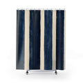 Textured Navy Indigo Stripe Shower Curtain