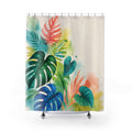 Tropical Watercolor Monstera Shower Curtain