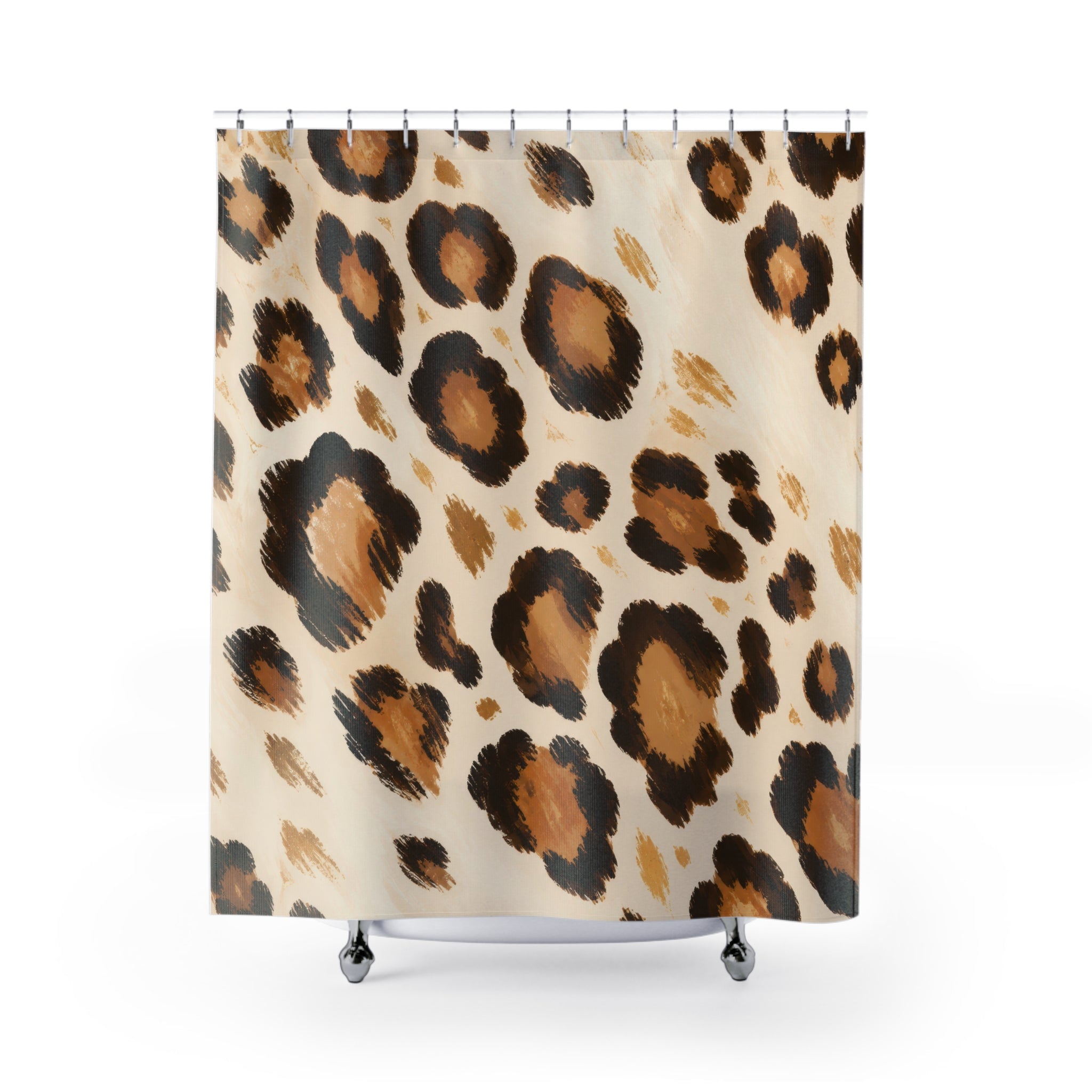 Ivory Caramel Leopard Rosette Shower Curtain
