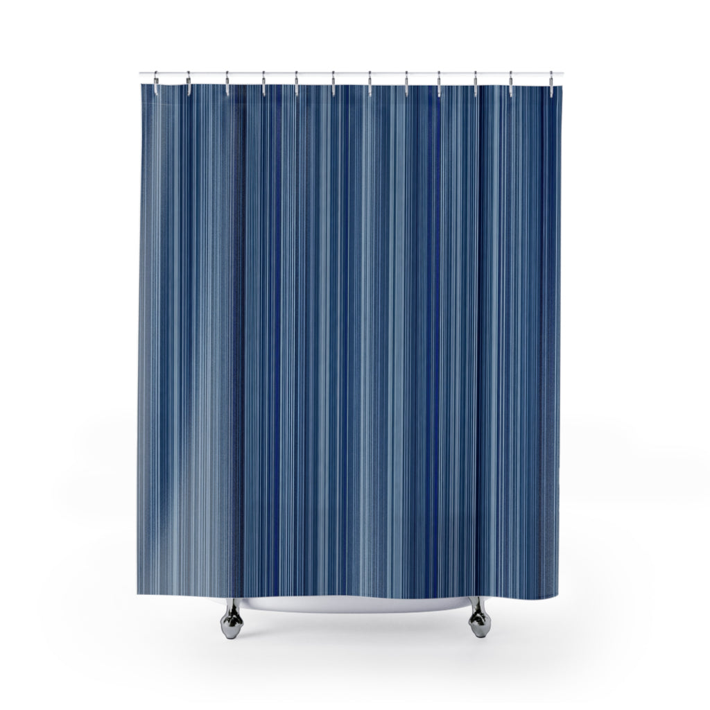 Navy Slate Dense Pinstripe Shower Curtain