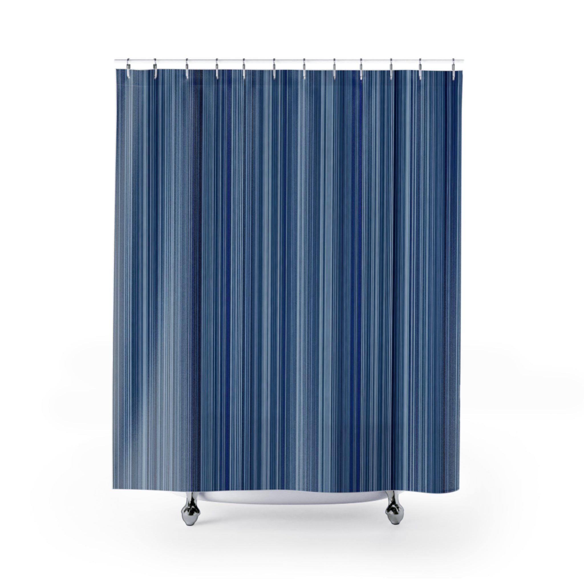 Navy Slate Dense Pinstripe Shower Curtain
