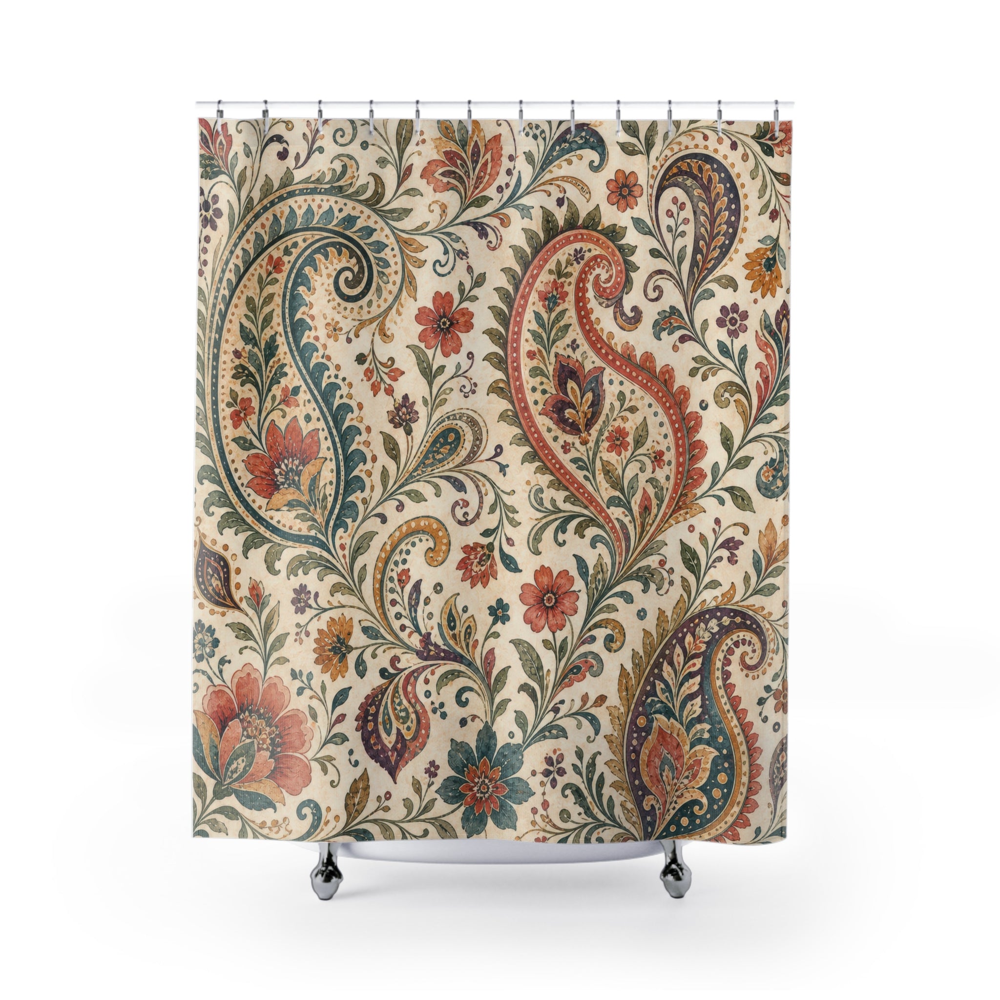 Paisley Boho Floral Shower Curtain