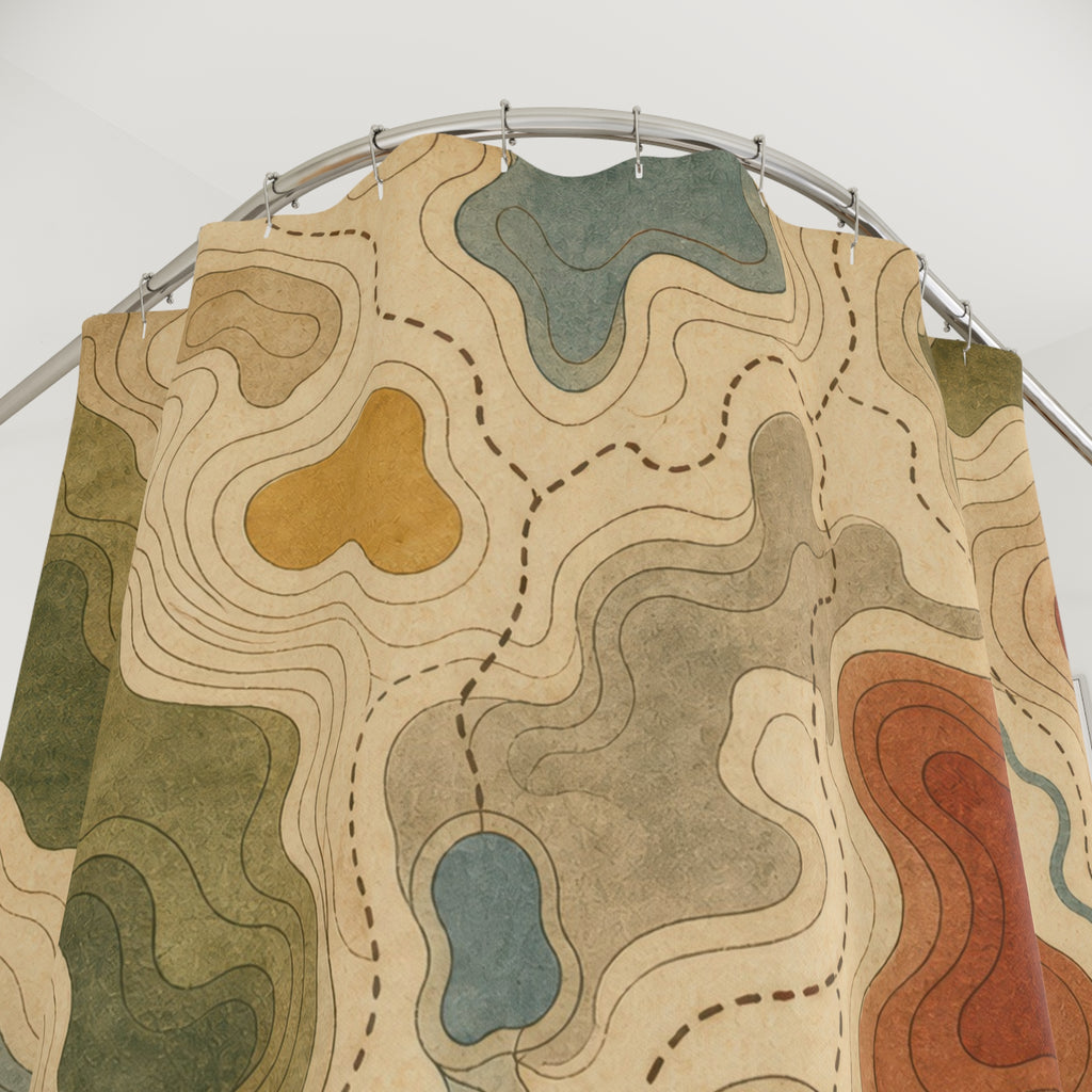 Topographic Map Contour Shower Curtain