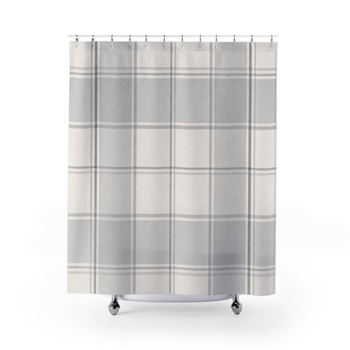 Grey White Plaid Shower Curtain