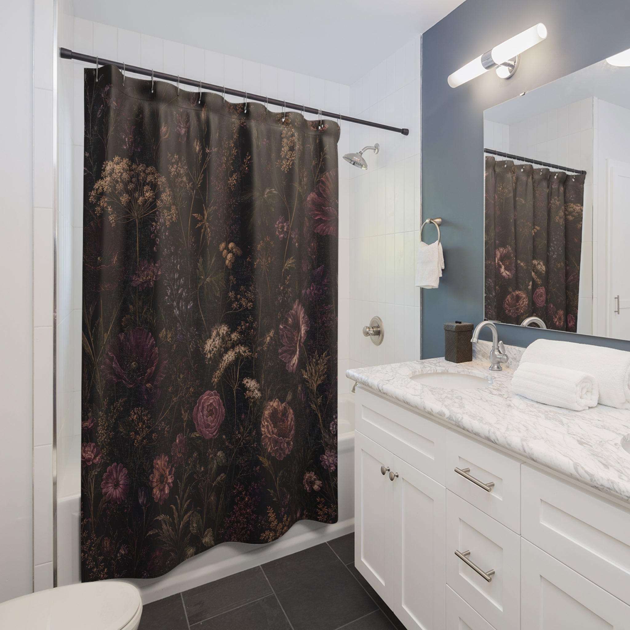 Dark Wildflower Shower Curtain
