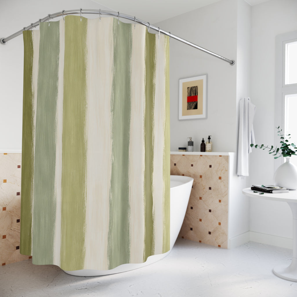 Olive Cabana Stripe Shower Curtain
