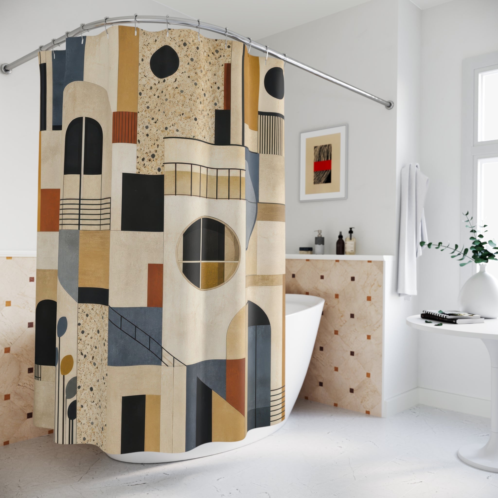 Abstract Geometric Shower Curtain