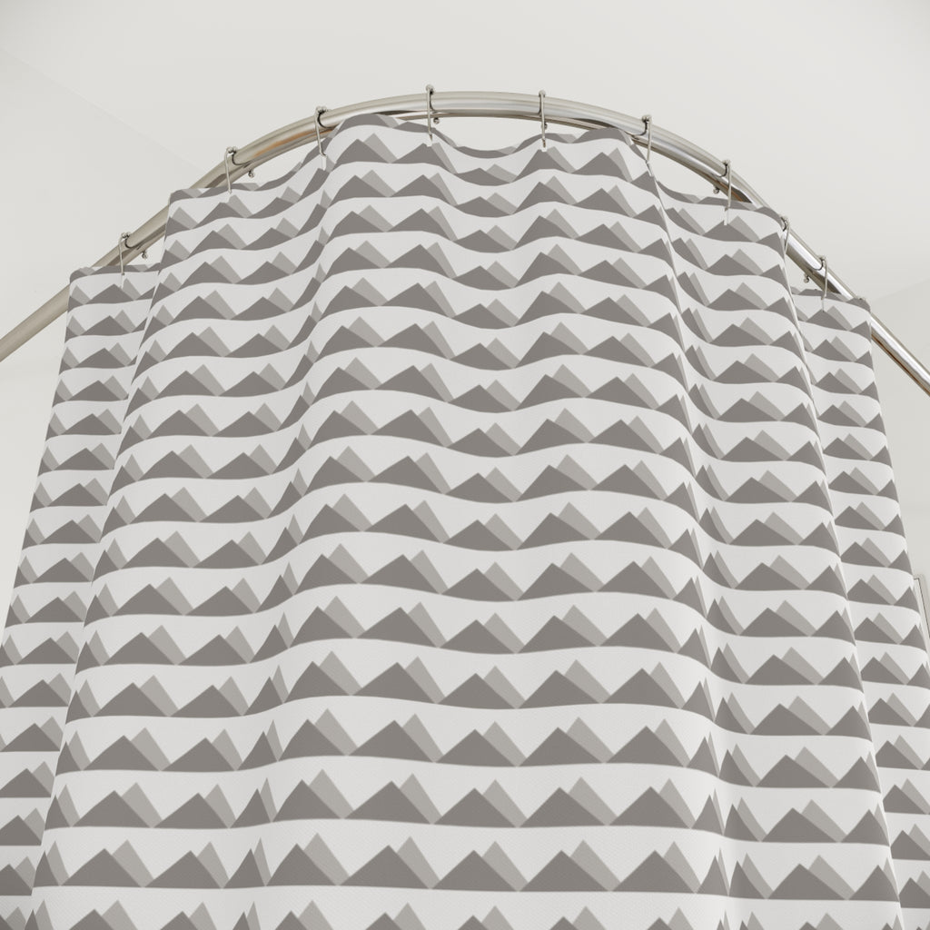 Scandinavian Mountain Shower Curtain – Grey Peaks