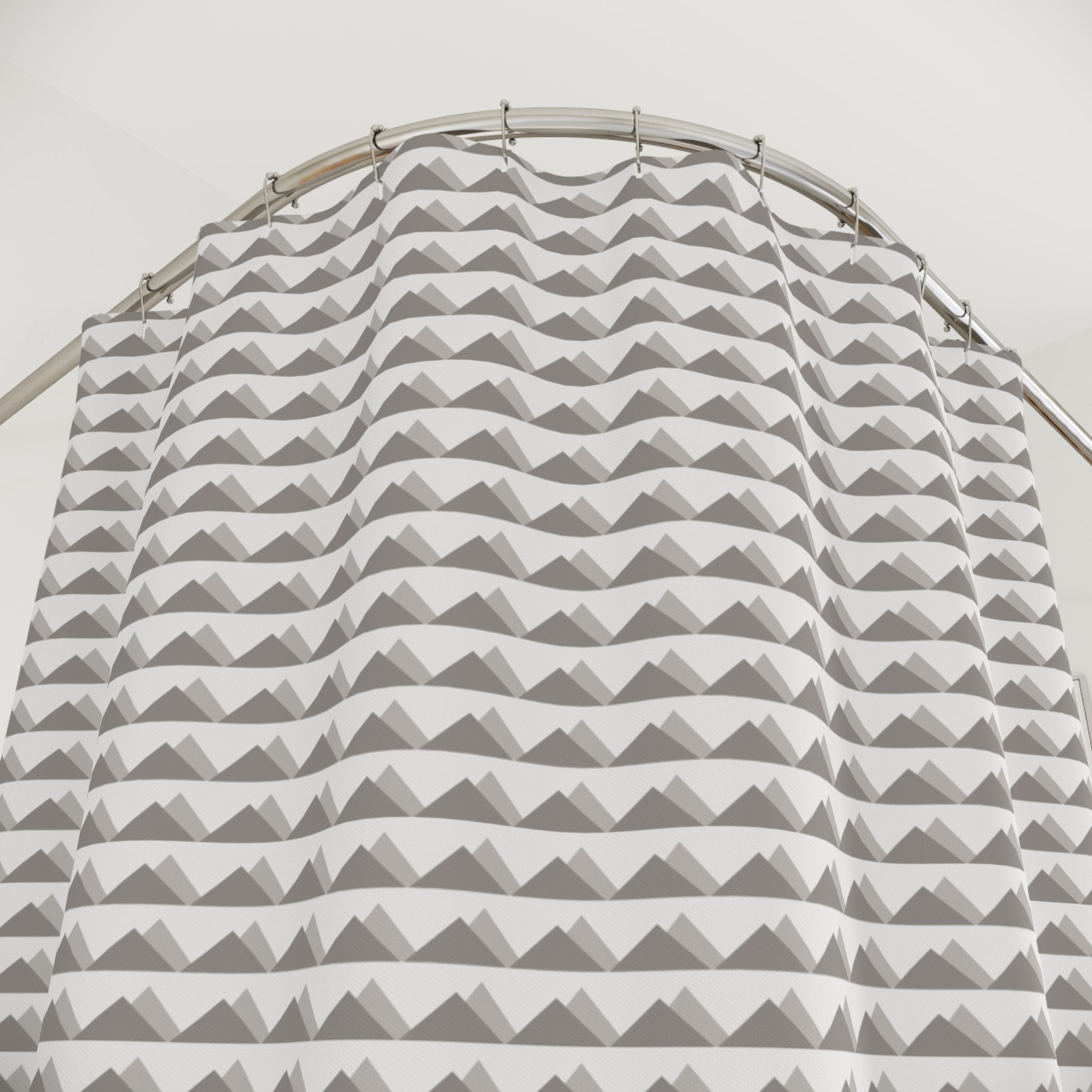 Scandinavian Mountain Shower Curtain – Grey Peaks