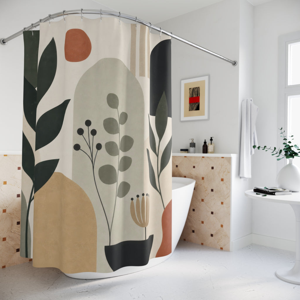 Modern Botanical Plant Shower Curtain