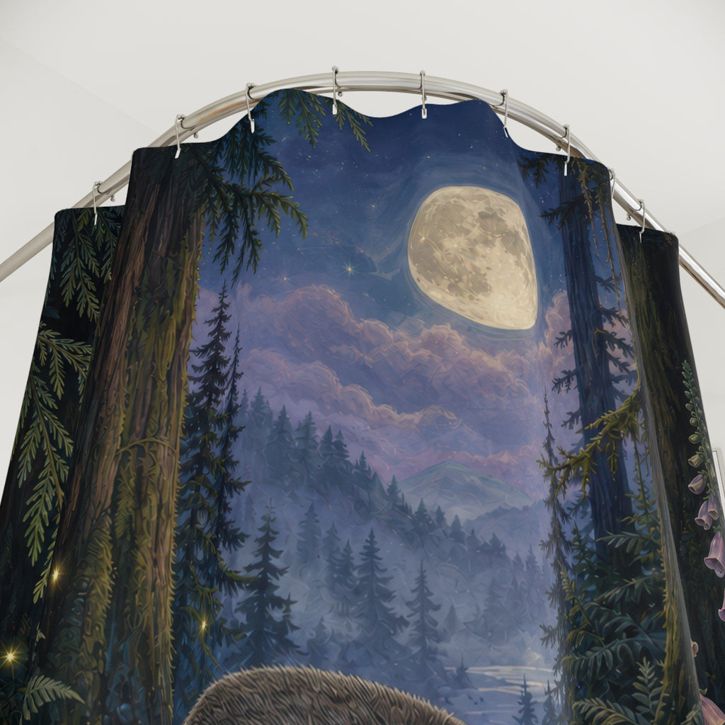 Jimothy Raccoon Moonlit Forest Shower Curtain