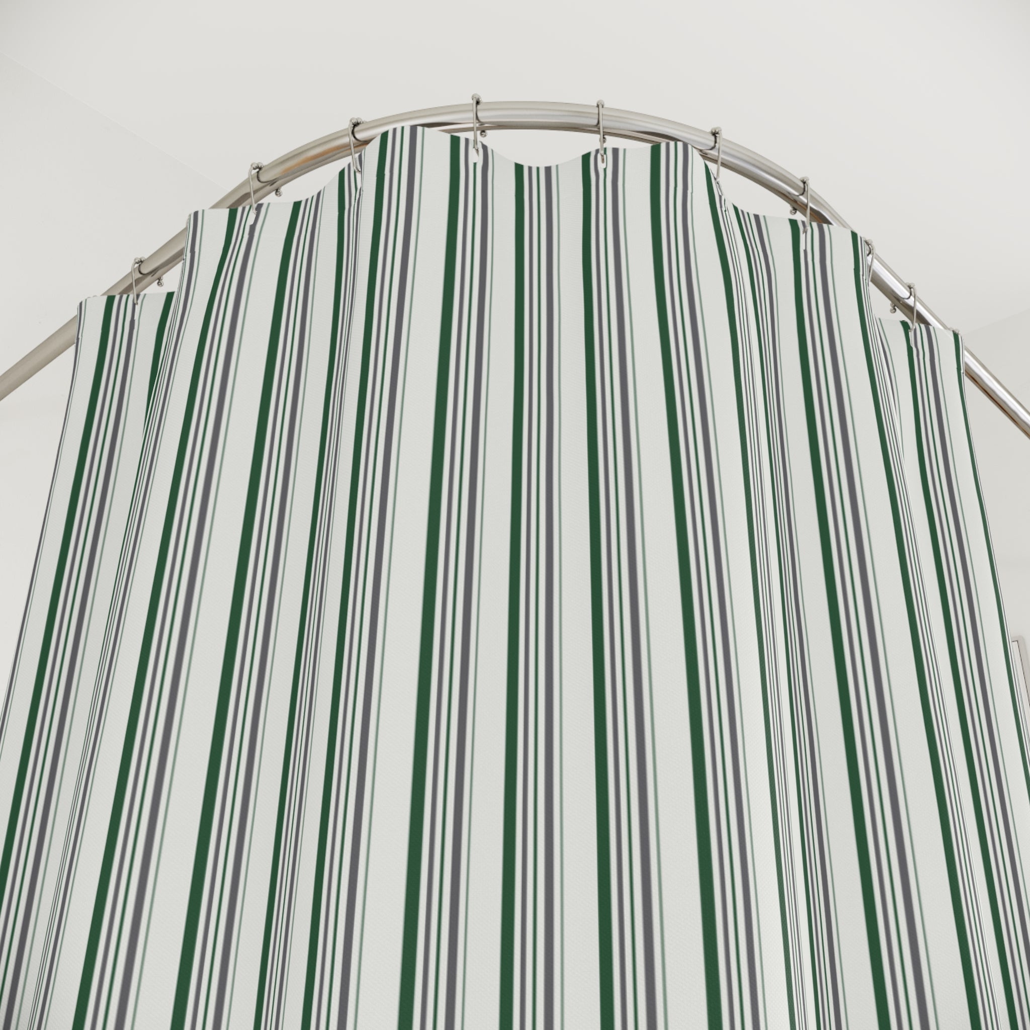 Green and Grey Stripe Shower Curtain – Sage