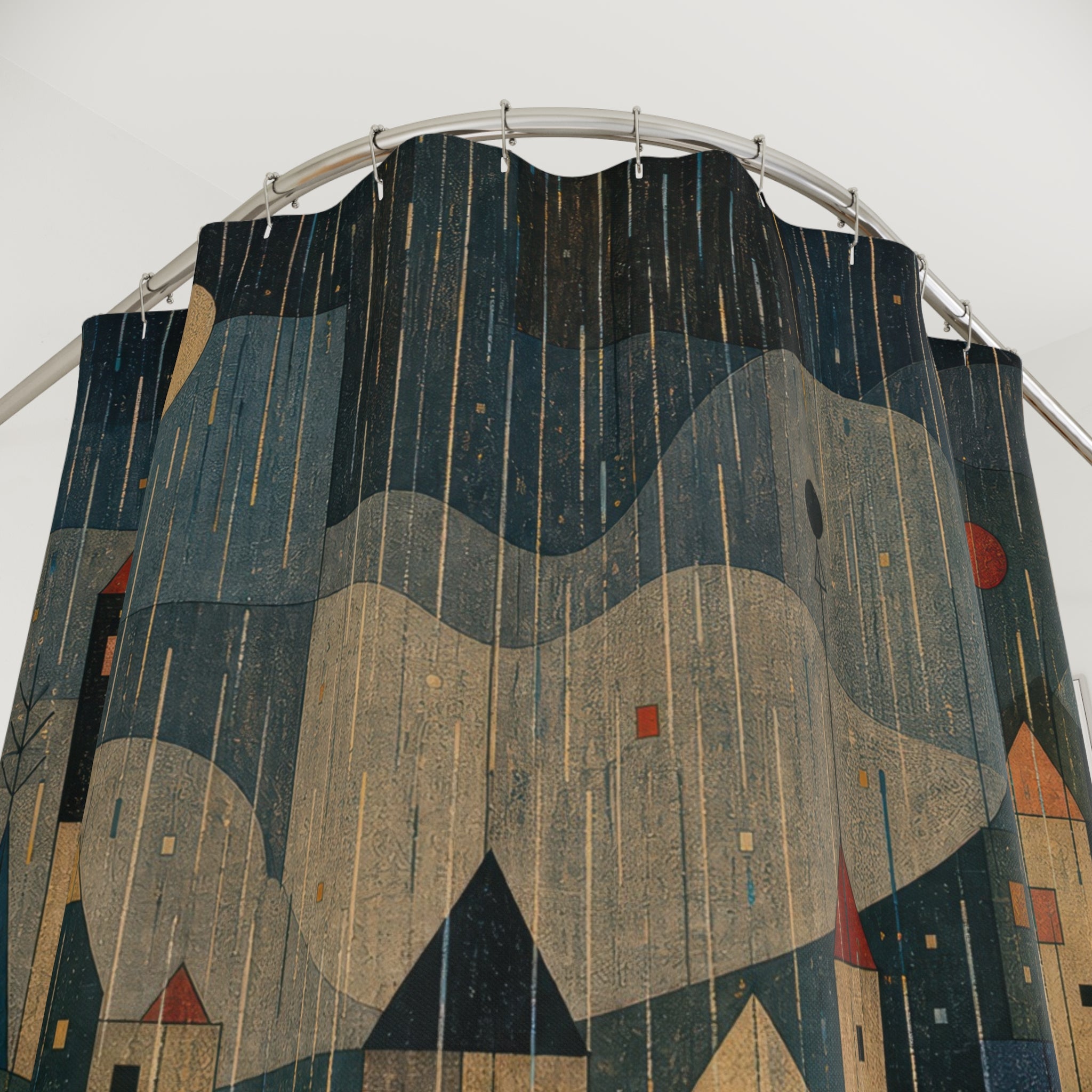 Rainy City Landscape Print Shower Curtain