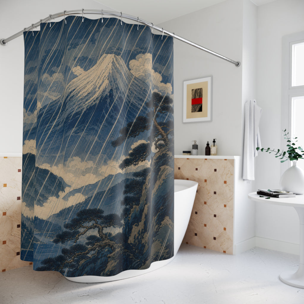 Torrential Rain Mountain Print Shower Curtain