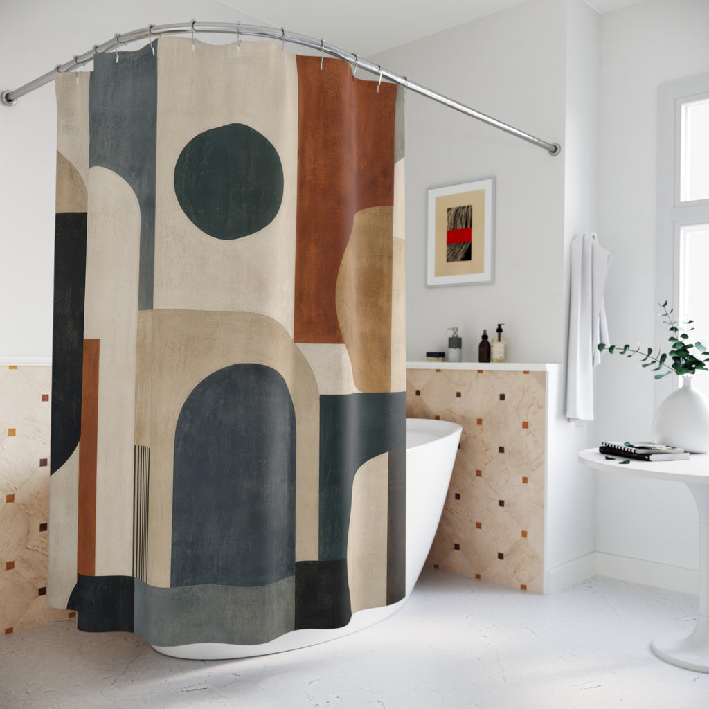 Blue Rust Geometric Arch Shower Curtain