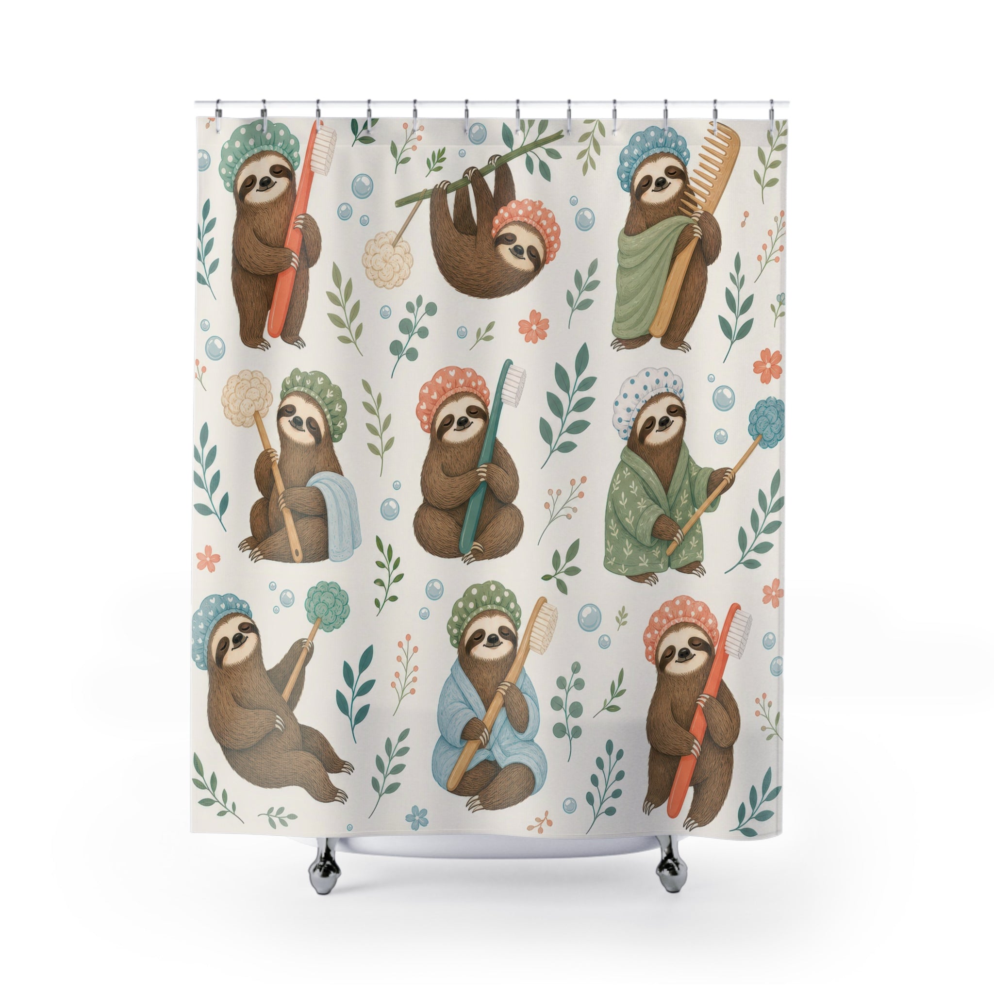 Sloth Brush Shower Curtain