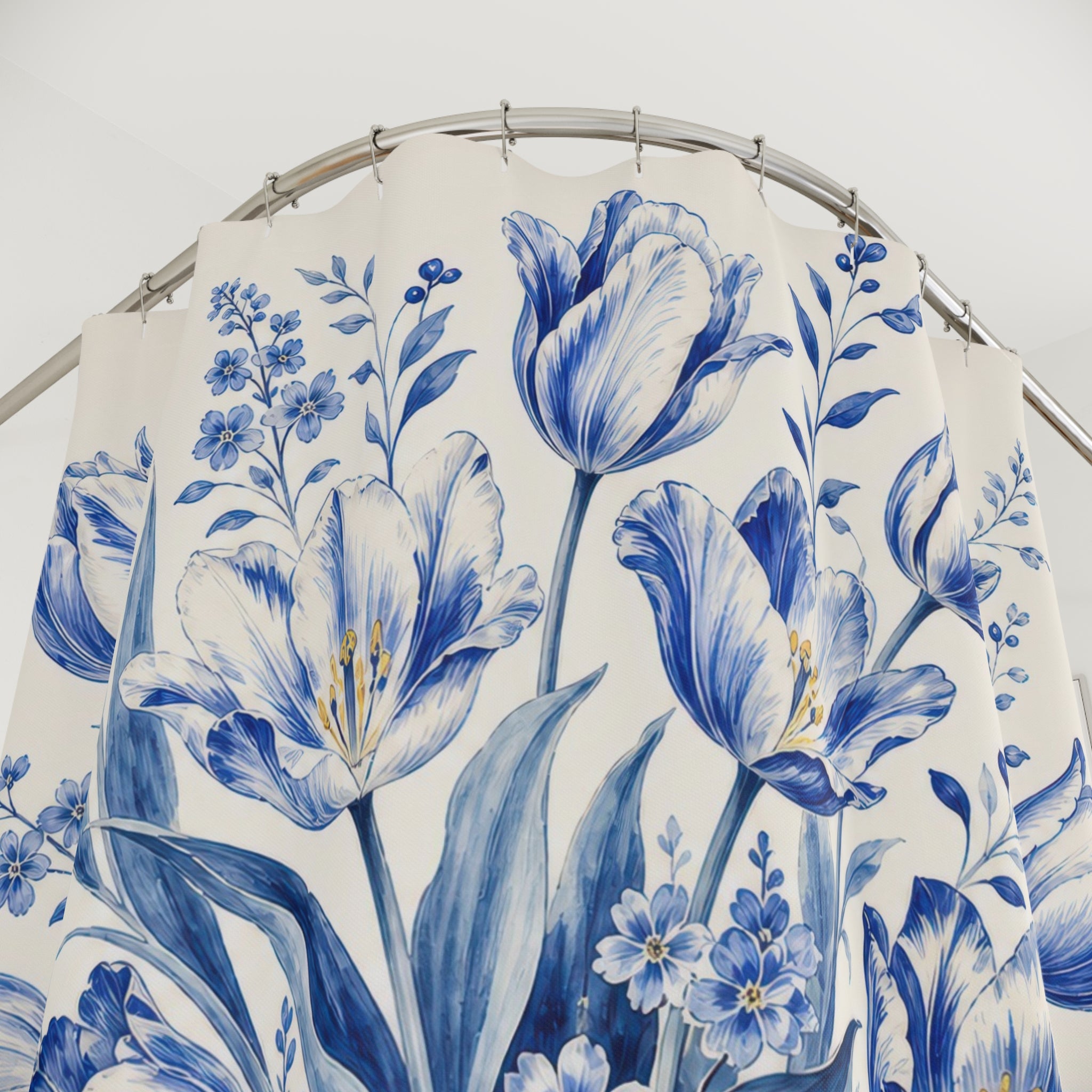 Dutch Delft Blue Floral Shower Curtain: Dutch Delft Shower Cur