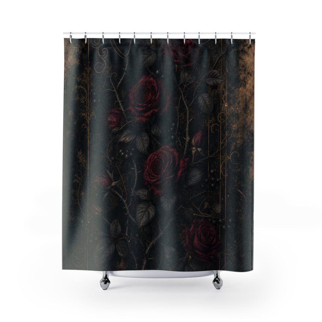 Dark Red Rose Vine Shower Curtain