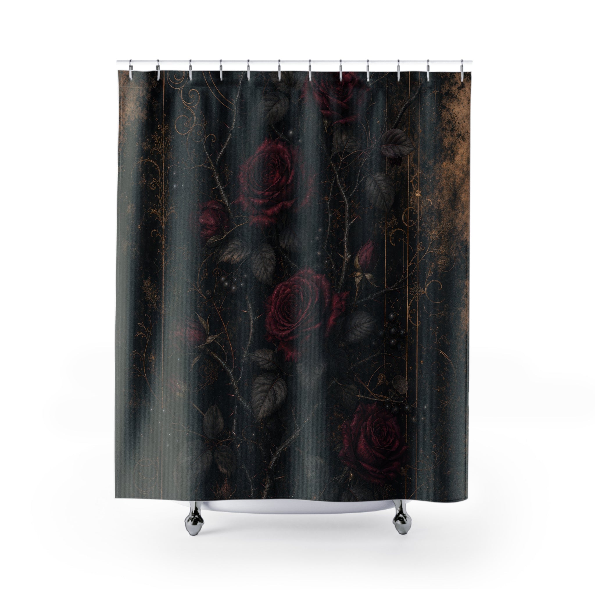 Dark Red Rose Vine Shower Curtain