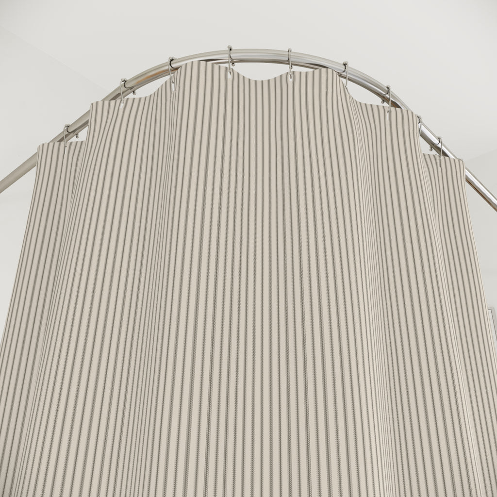 Black Ticking Stripe Shower Curtain – Cream and Black