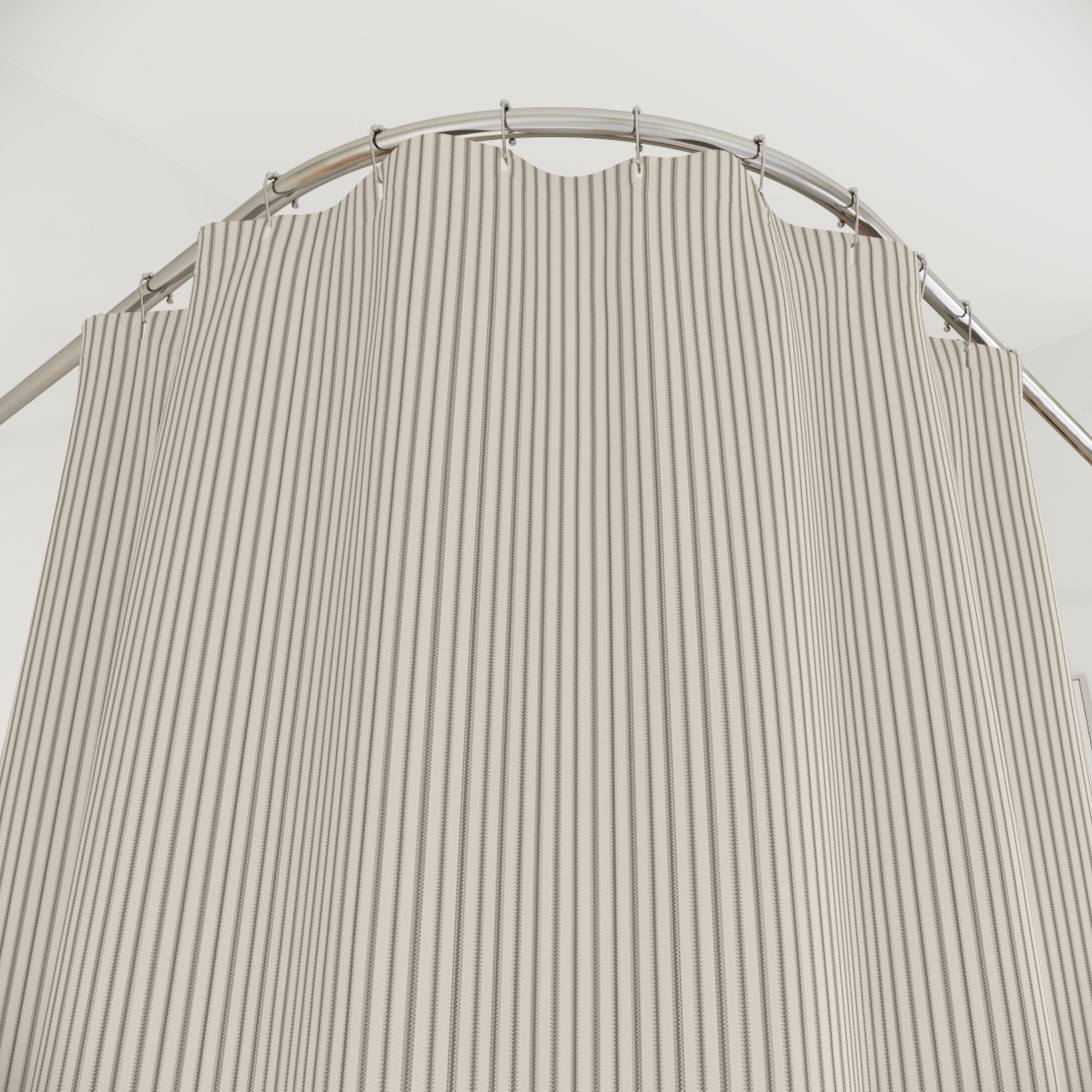 Black Ticking Stripe Shower Curtain – Cream and Black