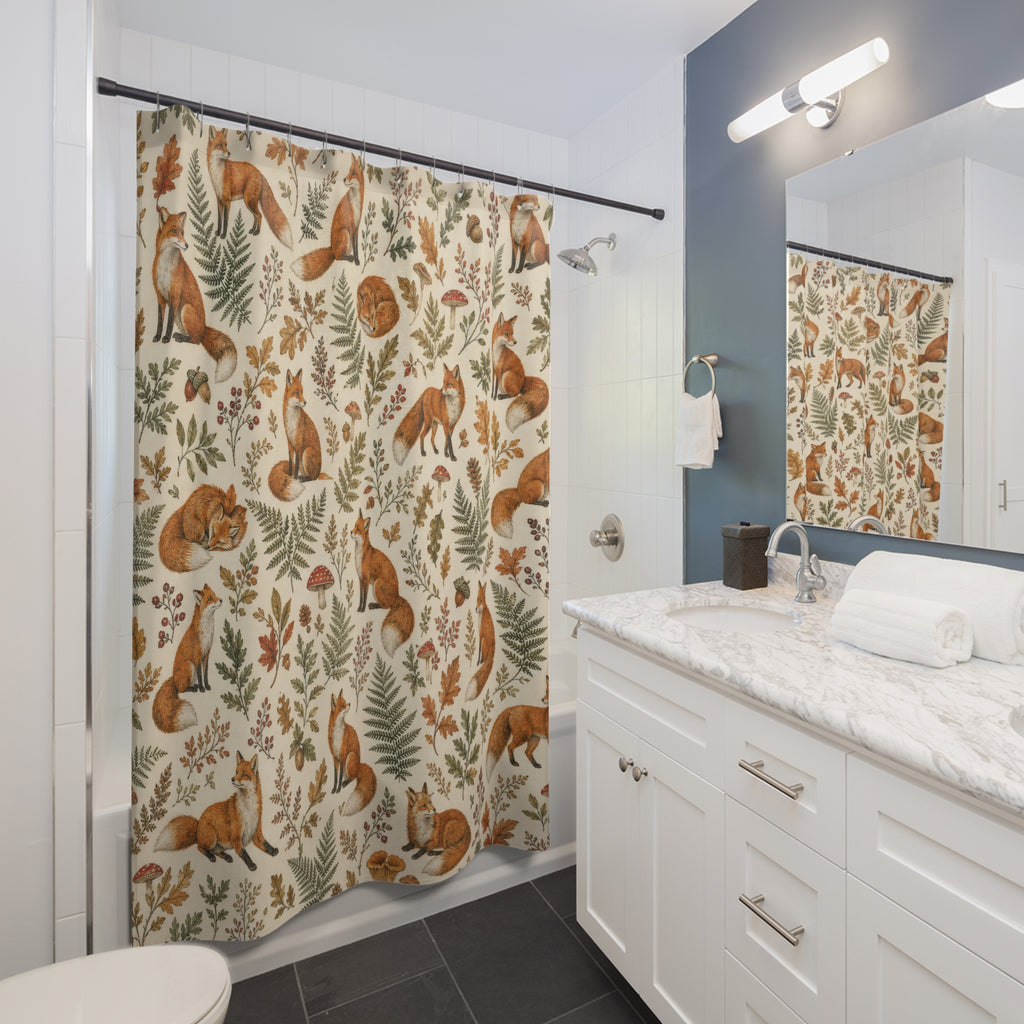 Woodland Animal Repeat Fox Shower Curtain