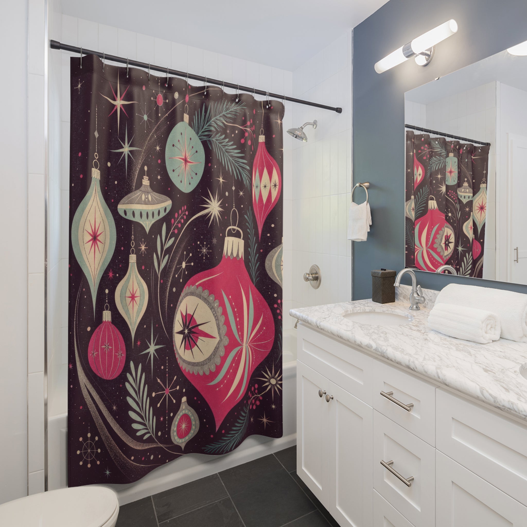 Retro Ornament Mid Century Modern Shower Curtain