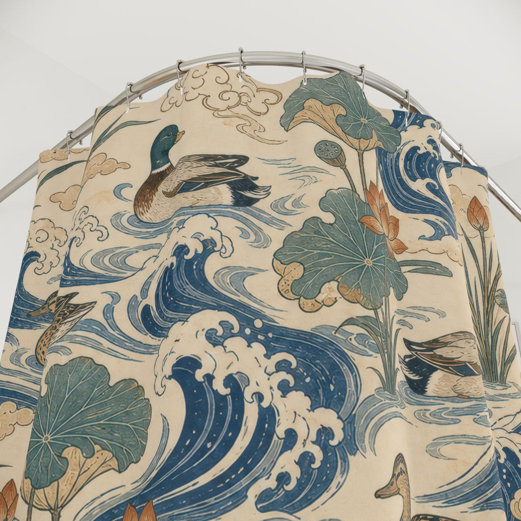 Blue Wave Mallard Shower Curtain