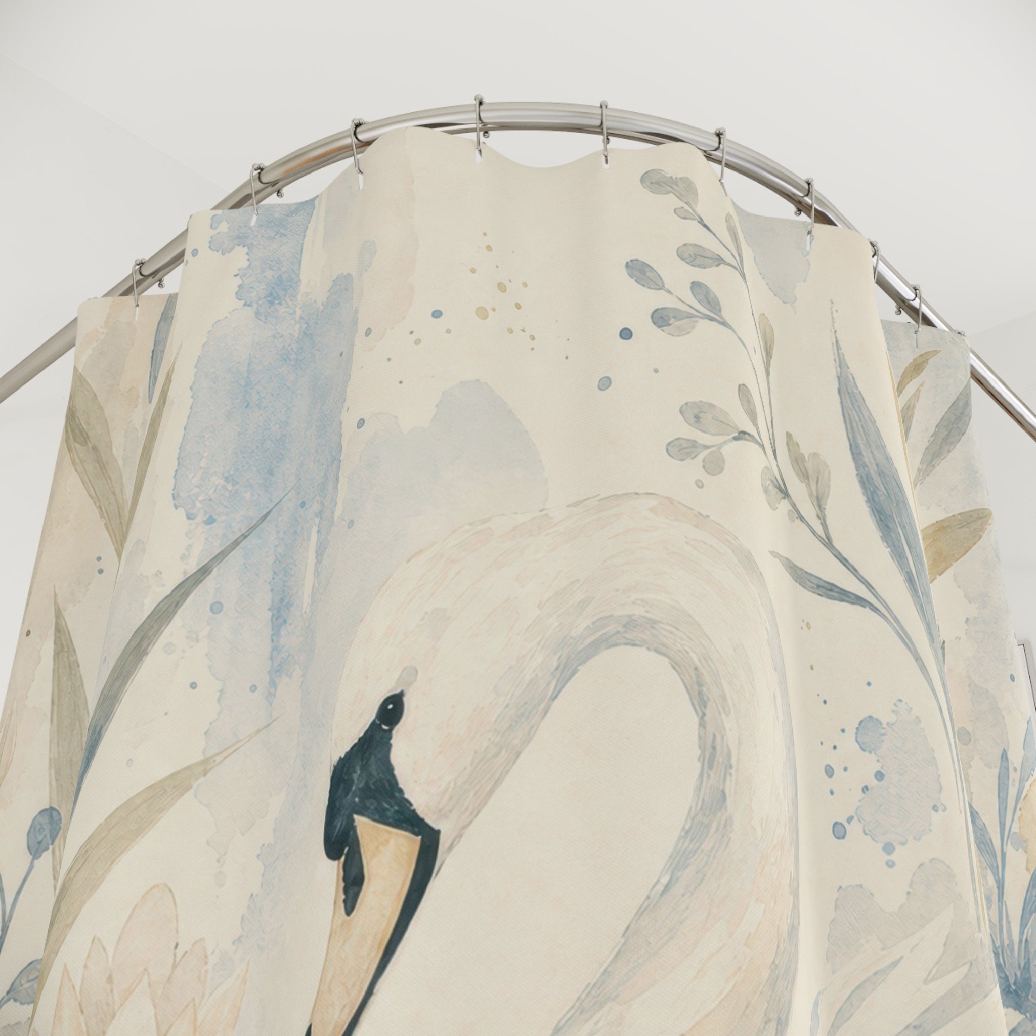 Watercolor Lake Swan Shower Curtain