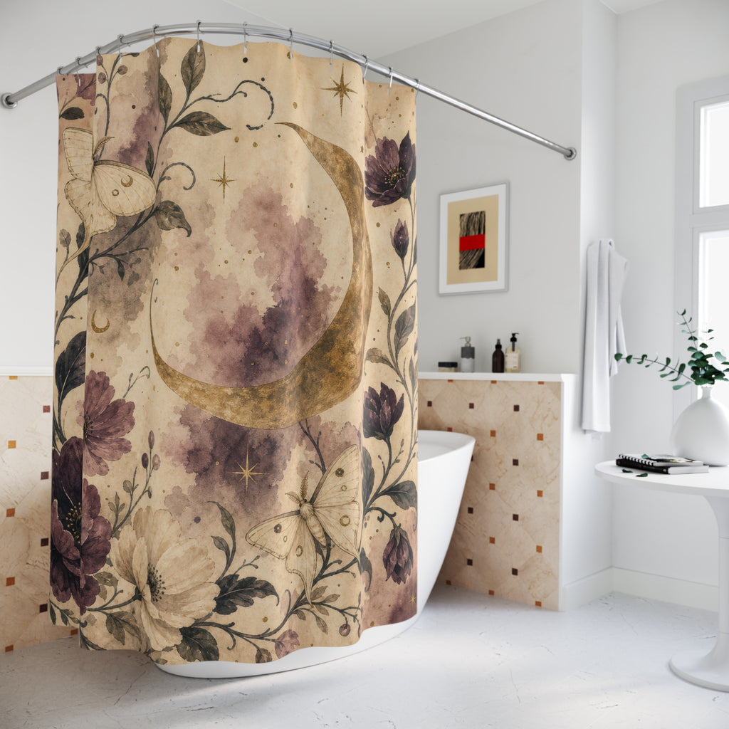 Celestial Floral Moon Shower Curtain
