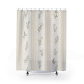Botanical Stripe White Farmhouse Shower Curtain