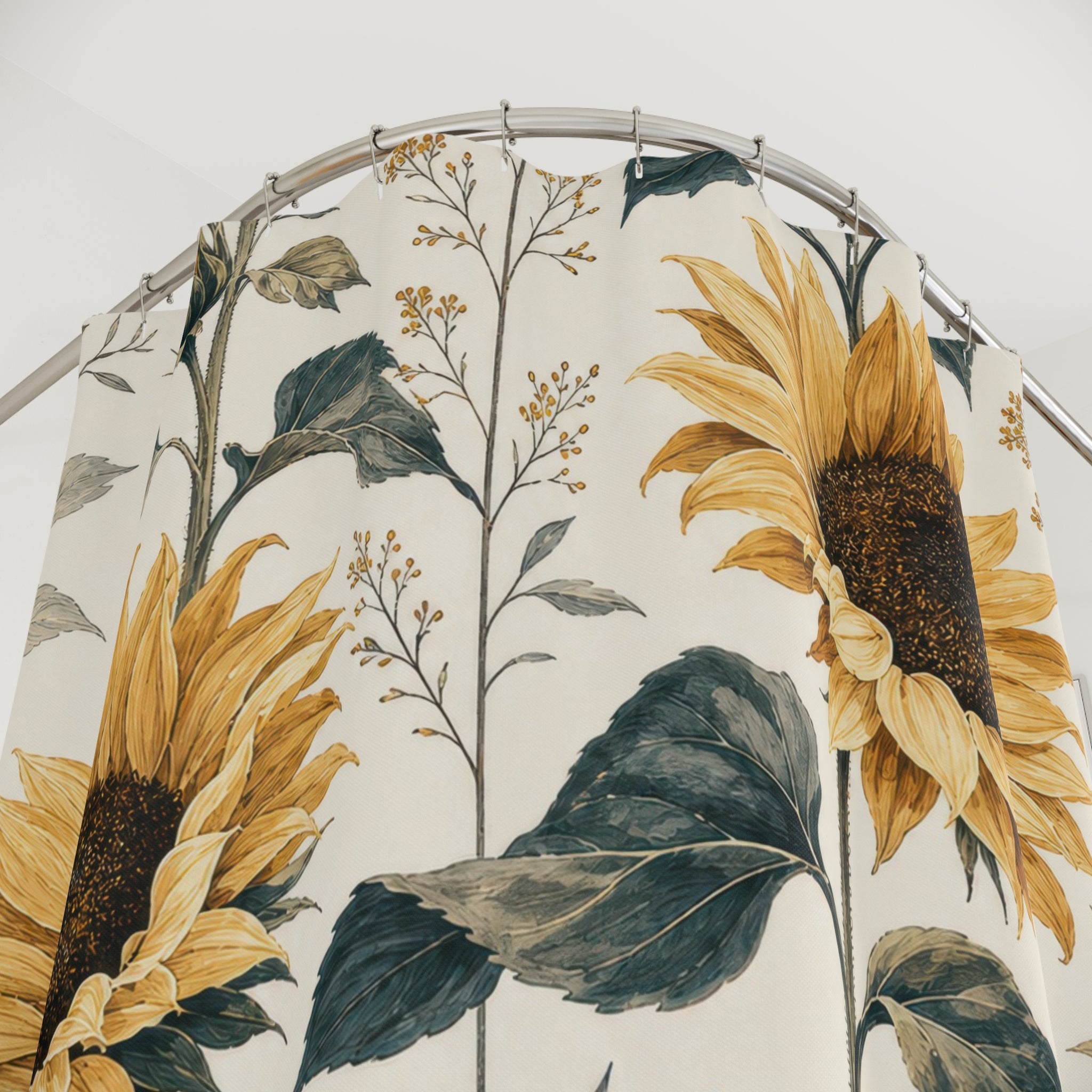 Yellow Botanical Flower Sunflower Shower Curtain