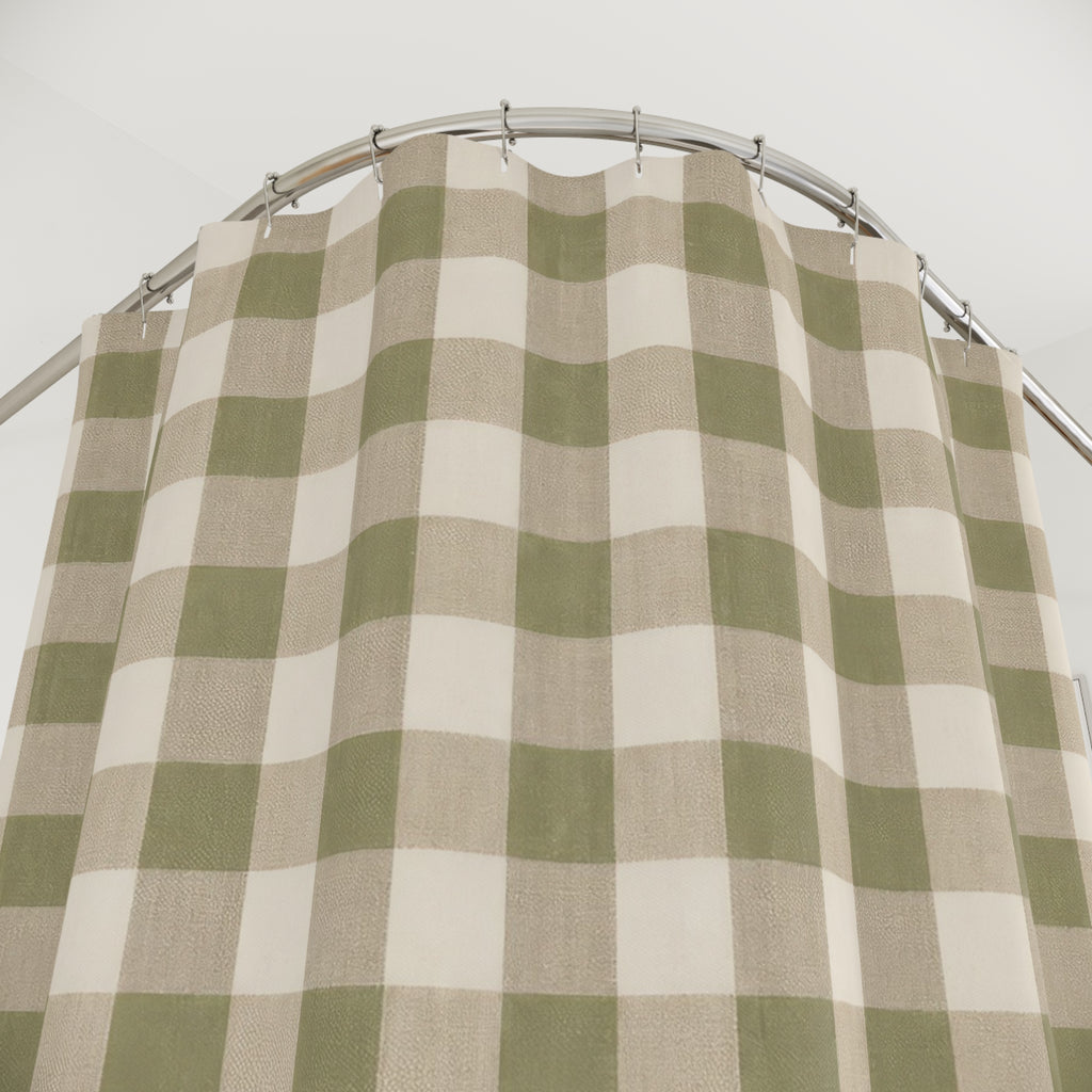 Gingham Green Plaid Shower Curtain